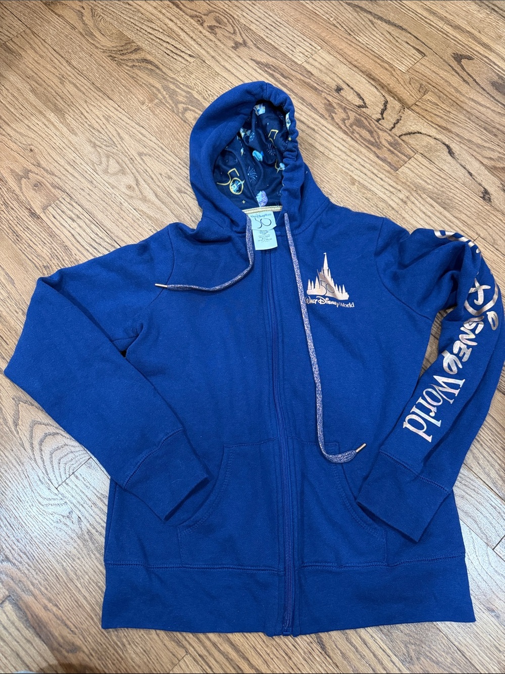Walt Disney 50th Anniversary Blue Women's Zip-Up Hoodie Size Small